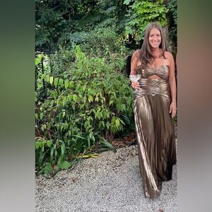 Retrofete Mallory Dress Metallic Bronze Size L + tailored** for 5’1-5’6 height